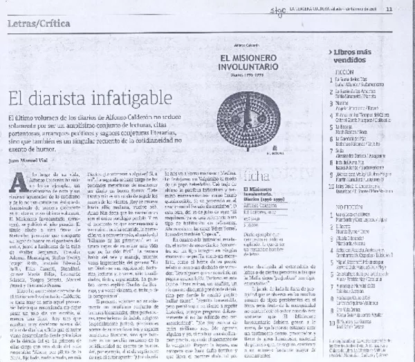 El diarista infatigable  [artículo] Juan Manuel Vial.
