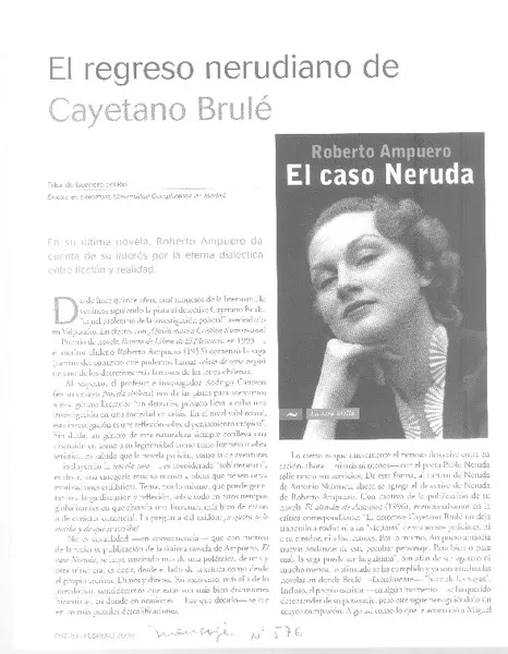 El regreso nerudiano de Cayetano Brulé  [artículo] Eduardo Guerrero del Río.