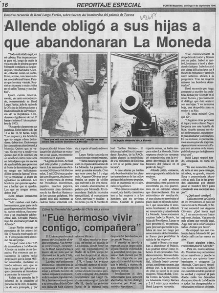 Allende obligó a sus hijas a que abandonaran La Moneda : [entrevista] [artículo]