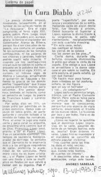 Un cura diablo  [artículo] Andrés Sabella.