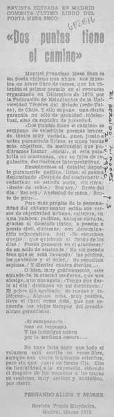Dos puntas tiene el camino  [artículo] Fernando Allue Morer.