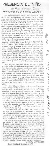 Presencia de niño  [artículo] Augusto Santelices.