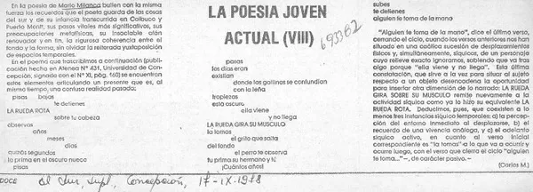 La poesía joven actual (VIII)  [artículo] Carlos M.