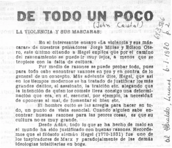De todo un poco  [artículo] John Cristal.