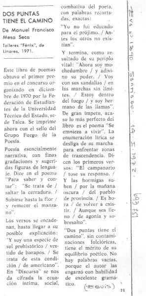 Dos puntas tiene el camino  [artículo] Equis.