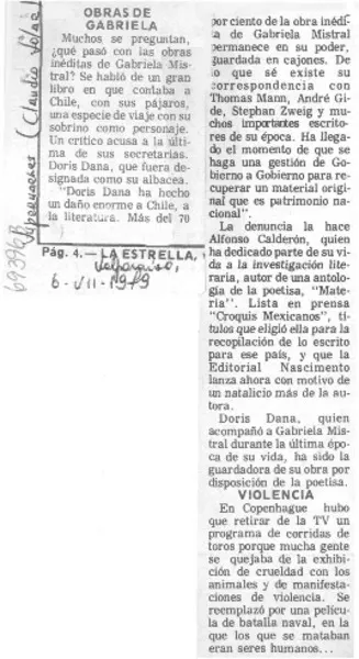 Obras de Gabriela  [artículo] Claudio Solar.
