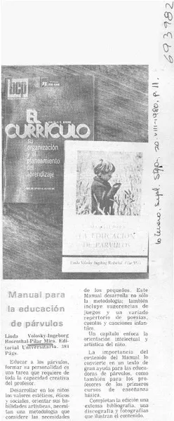 Manual para la educación de párvulos  [artículo] Eliana Vásquez O.