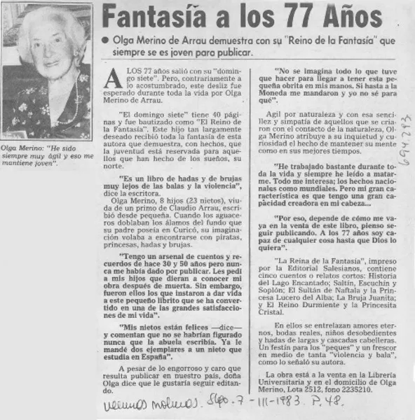 Fantasía a los 77 años.  [artículo]