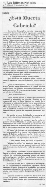 Está muerta Grabriela?  [artículo] Filebo.
