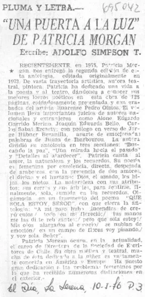 Una puerta a la luz  [artículo] Adolfo Simpson T.
