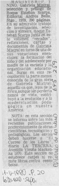 Magisterio y niño.  [artículo]