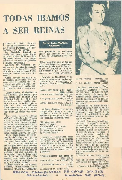 Todas íbamos a ser reinas  [artículo] Manuel Cabrera.