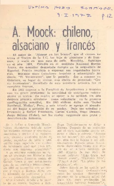 A. Moock, chileno, alsaciano y francés.  [artículo]