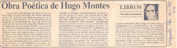 Obra poética de Hugo Montes  [artículo] José Luis Rosasco.