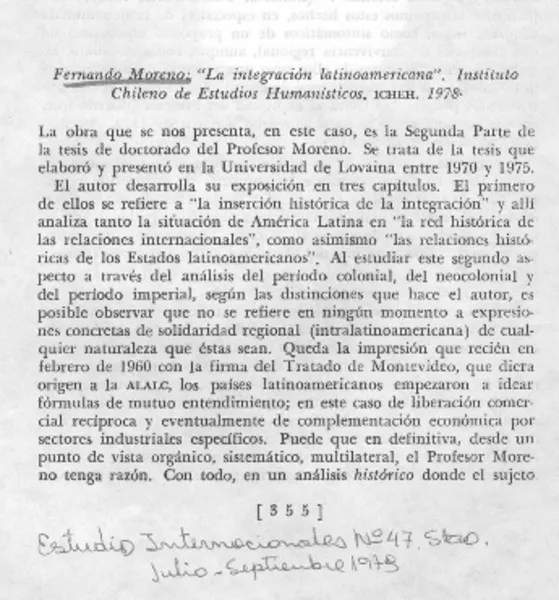 La integración latinoamericana  [artículo] R. Barros Ch.