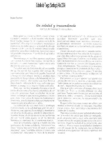 De soledad y trascendencia  [artículo] Iván Cortez.