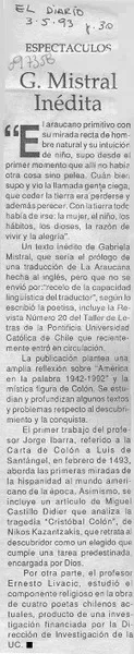 G. Mistral inédita.  [artículo]
