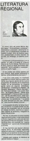 Literatura regional  [artículo] Dinko Obilinovic.