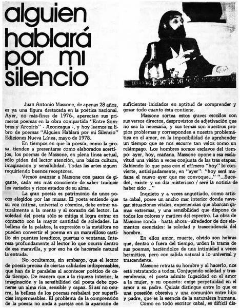 Alguien hablará por mi silencio  [artículo] Juan Lorenzini Correa.