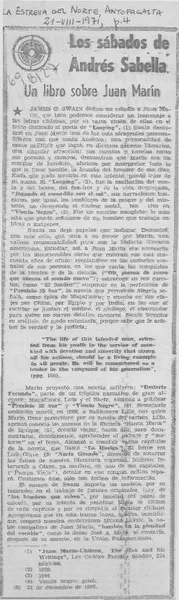 Un libro sobre Juan Marín.  [artículo]