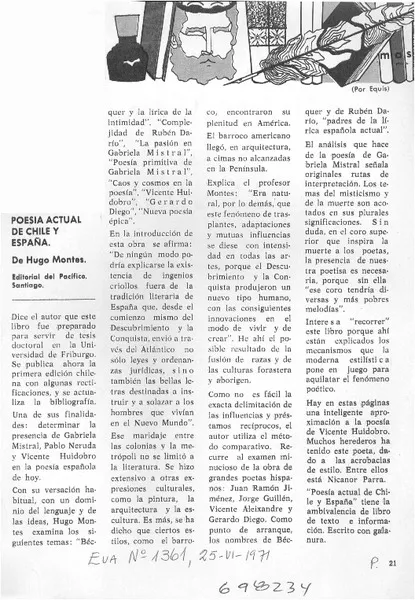 Poesía actual de Chile y España  [artículo] Luis Vargas Saavedra.