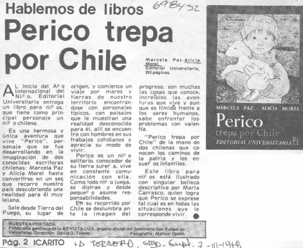 Perico trepa por Chile.  [artículo]