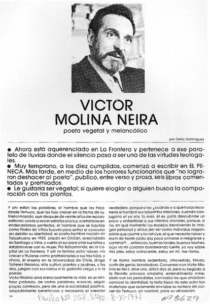 Víctor Molina Neira  [artículo] Delia Domínguez.