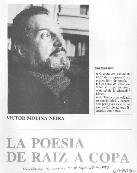 La poesía de raíz a copa  [artículo] Miguel Moreno Monroy.
