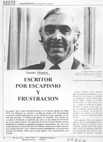 Escritor por escapismo y frustración  [artículo] Elga Pérez-Laborde.