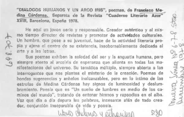 Diálogos humanos y un arco iris.  [artículo]