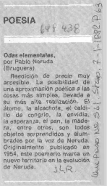 Odas elementales  [artículo] José Luis Rosasco.