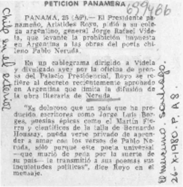 Petición panameña.  [artículo]