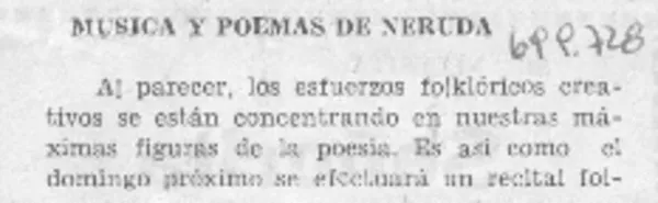 Música y poemas de Neruda.  [artículo]