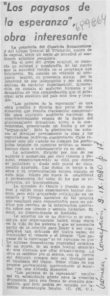 Los payasos de la esperanza" obra interesante.  [artículo]