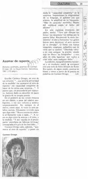 Asomar de repente.  [artículo]