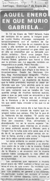 Aquel enero en que murió Gabriela.  [artículo]