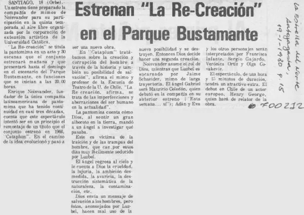 Angeles y Arcángeles en Parque Bustamante.  [artículo]