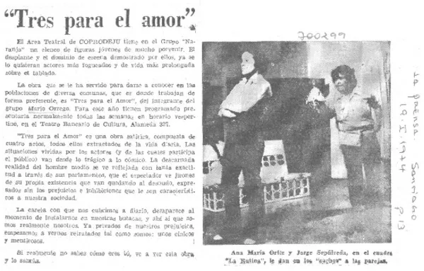 Tres para el amor.  [artículo]