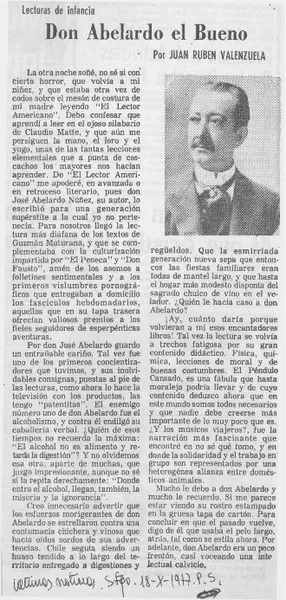 Don Abelardo el bueno  [artículo] Juan Rubén Valenzuela.