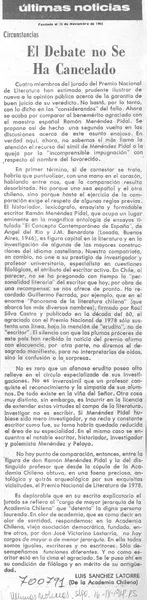 El debate no se ha cancelado  [artículo] Luis Sánchez Latorre.