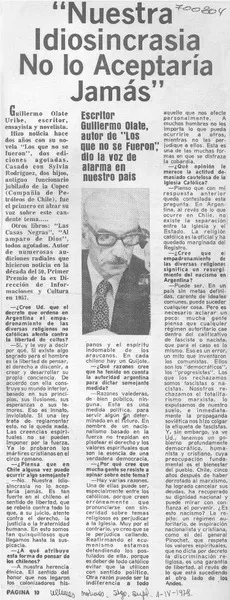 Nuestra idiosincrasia no lo aceptaría jamás": [entrevista] [artículo]