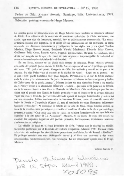 Arauco domado  [artículo] Eladio García C.