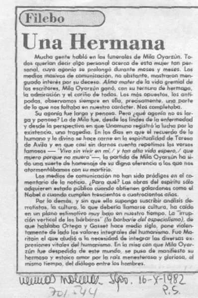 Una hermana  [artículo] Filebo.