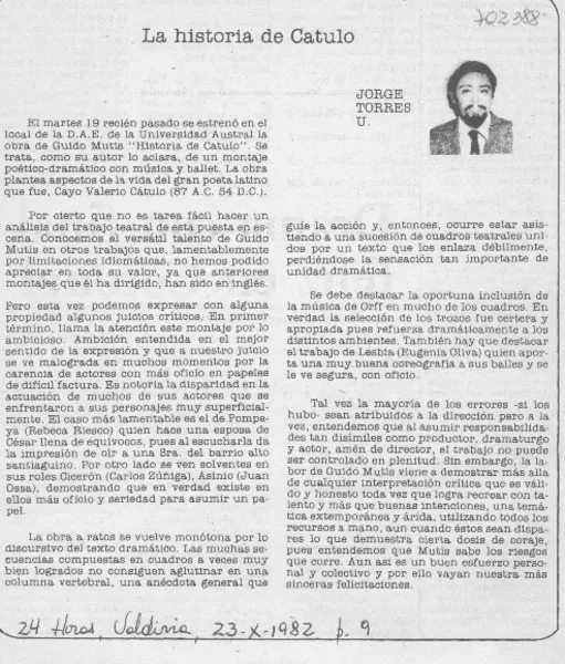 La historia de Catulo  [artículo] Jorge Torres U.