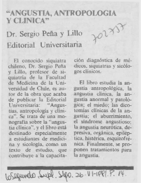 Angustia, antropología y clínica".  [artículo]
