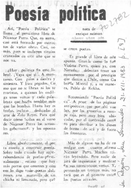 Poesía política.  [artículo]