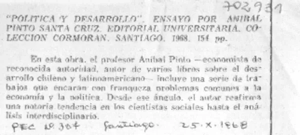 Política y desarrollo.  [artículo]