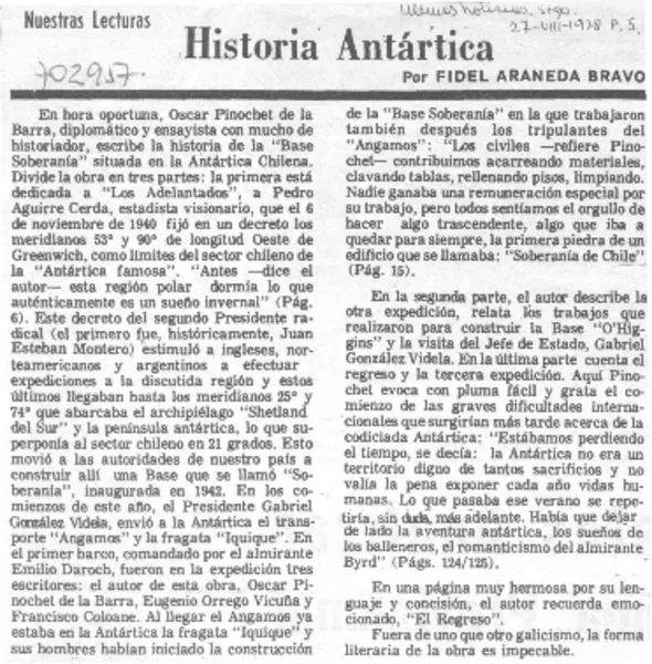 Historia antártica  [artículo] Fidel Araneda Bravo.
