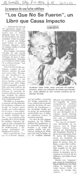 "Los que no se fueron", un libro que causa impacto  [artículo] Jorge Laplace.