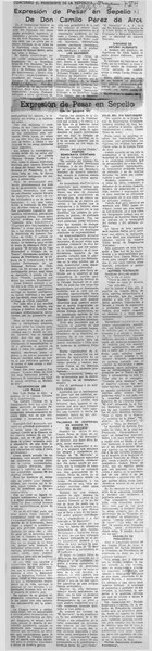 Expresión de pesar en sepelio de don Camilo Pérez de Arce.  [artículo]